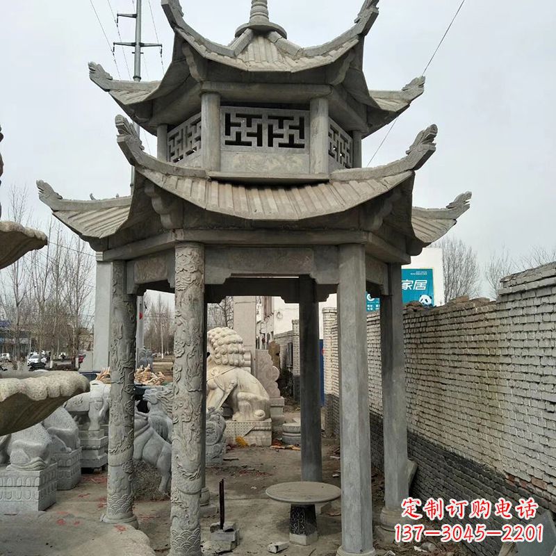 大同双层大理石凉亭雕塑