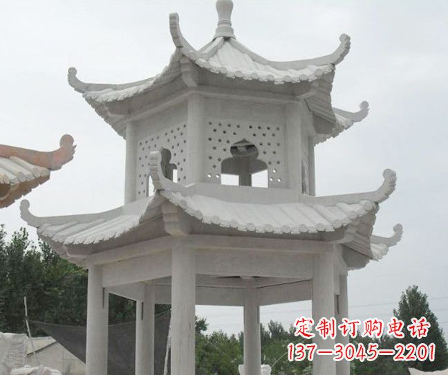 大同双层大理石凉亭石雕