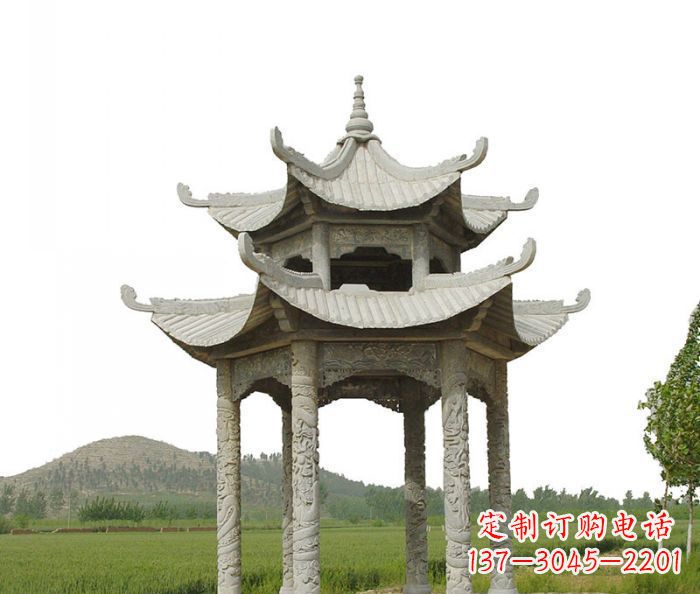 大同双层仿古石雕凉亭