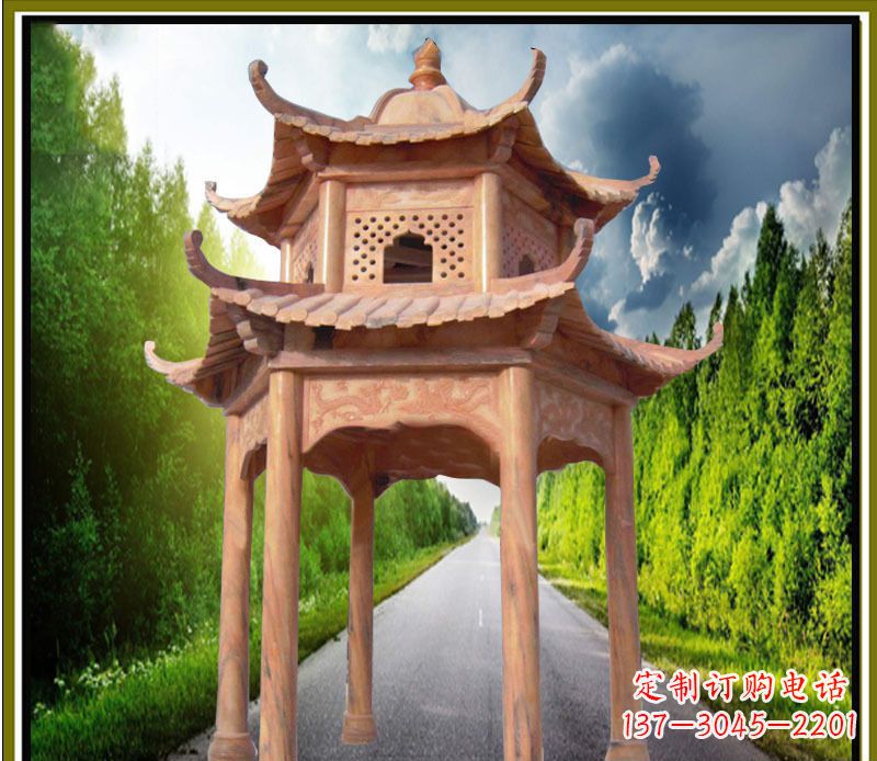 大同双层凉亭园林石雕