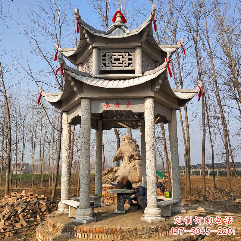 大同双层六角石凉亭