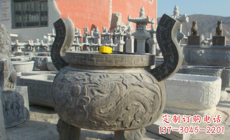大同双龙戏珠浮雕香炉铜雕