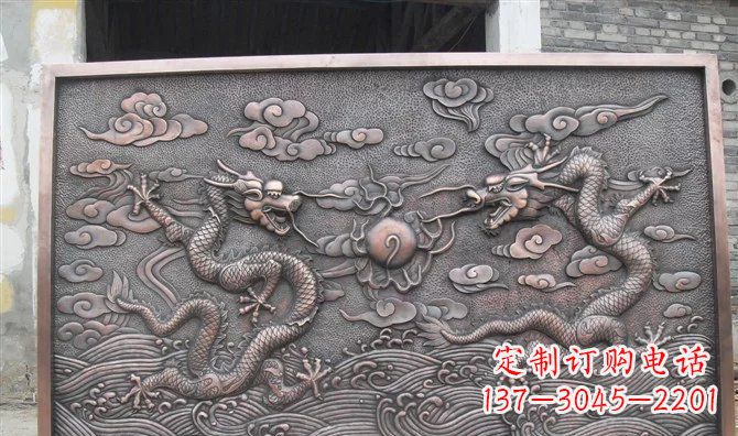 大同双龙戏珠铸铜壁画铜浮雕