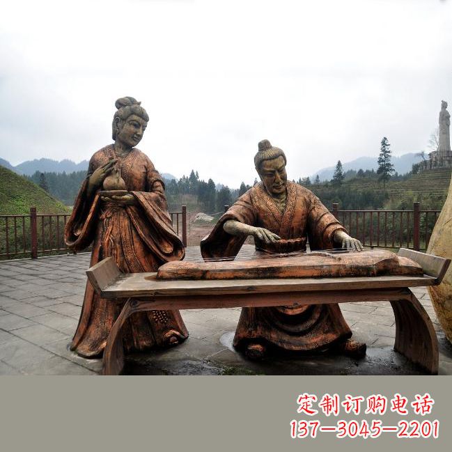 大同司马相如与卓文君铜雕塑像-城市广场历史名人情景雕塑