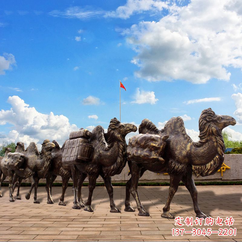 大同丝绸之路骆驼队仿铜景观雕塑
