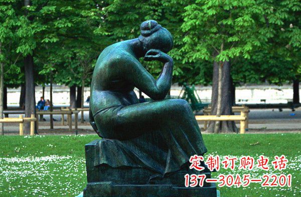 大同思考的女人青铜人物铜雕