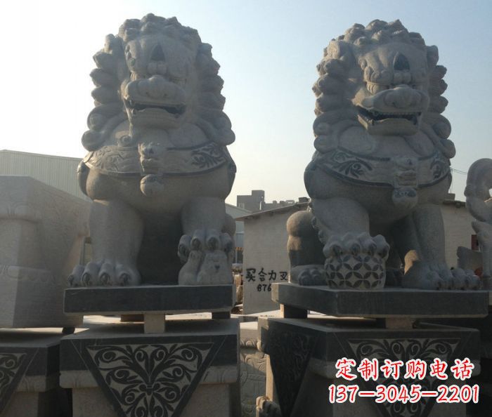 大同寺庙景观仿古石狮子 (2)