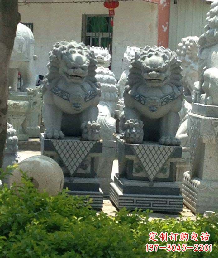 大同寺庙景观仿古石狮子