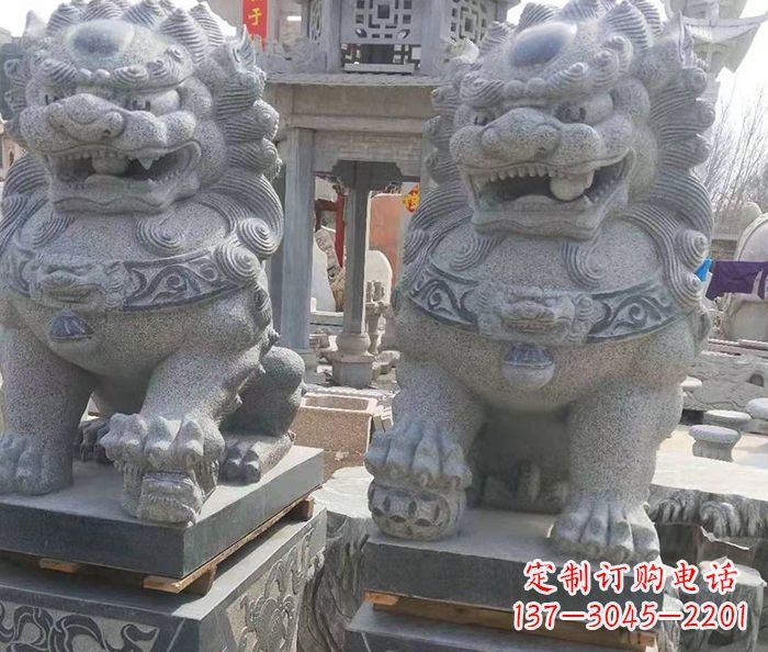 大同寺庙景观仿古石狮子 (3)