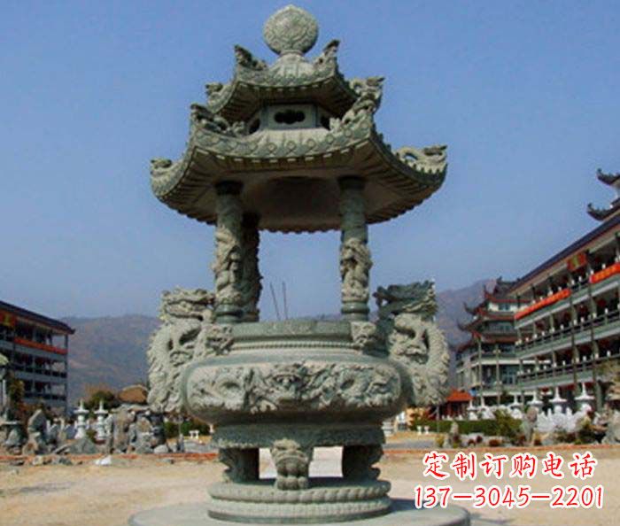 大同寺庙景观仿古石香炉