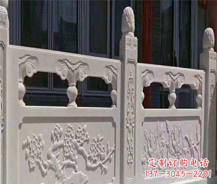 大同寺庙景观汉白玉石浮雕栏板 (2)