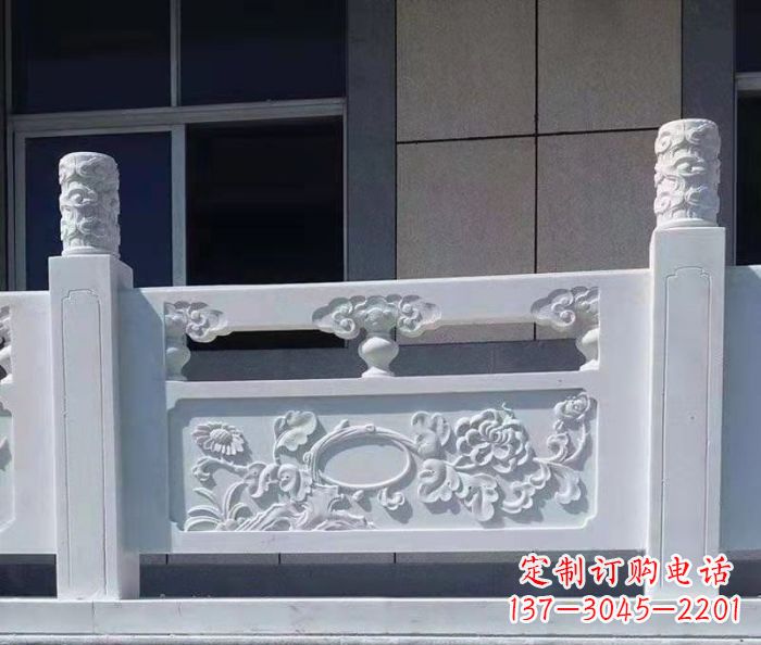 大同寺庙景观汉白玉石浮雕栏板 (4)