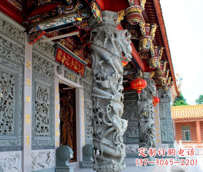 大同寺庙景观龙柱石雕