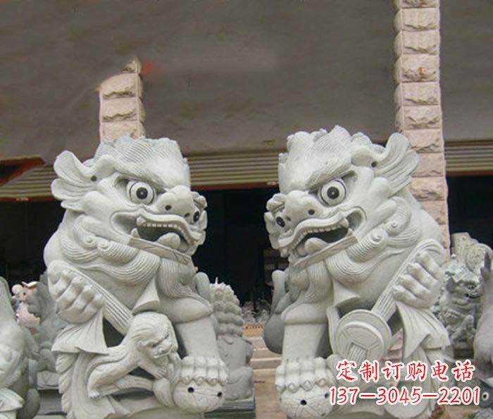 大同寺庙景观南方狮子石雕 (2)