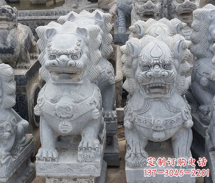 大同寺庙青石狮子石雕