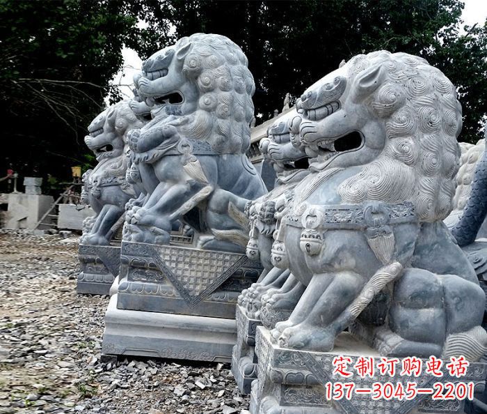 大同寺庙青石狮子石雕 (2)