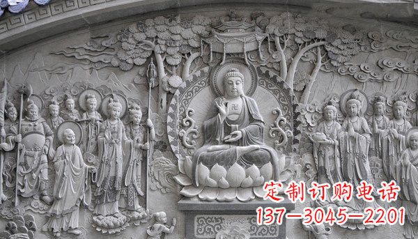 大同寺庙墙壁石浮雕佛像