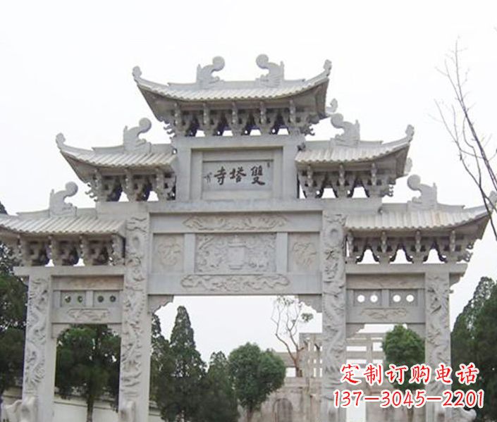 大同寺庙三门牌坊石雕 (2)
