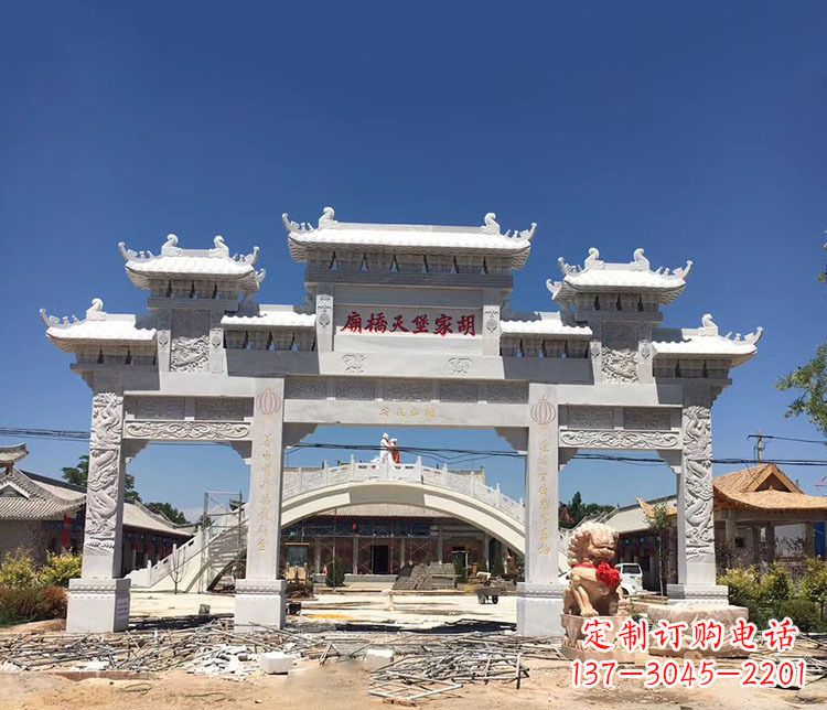 大同寺庙三门五楼石牌坊石雕_1