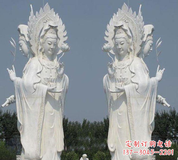 大同寺庙三面观音菩萨雕塑