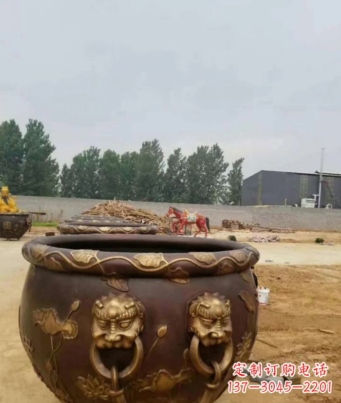 大同寺庙水缸铜雕 (4)