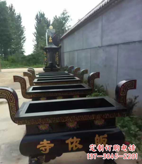 大同寺庙四足方形香炉铜雕