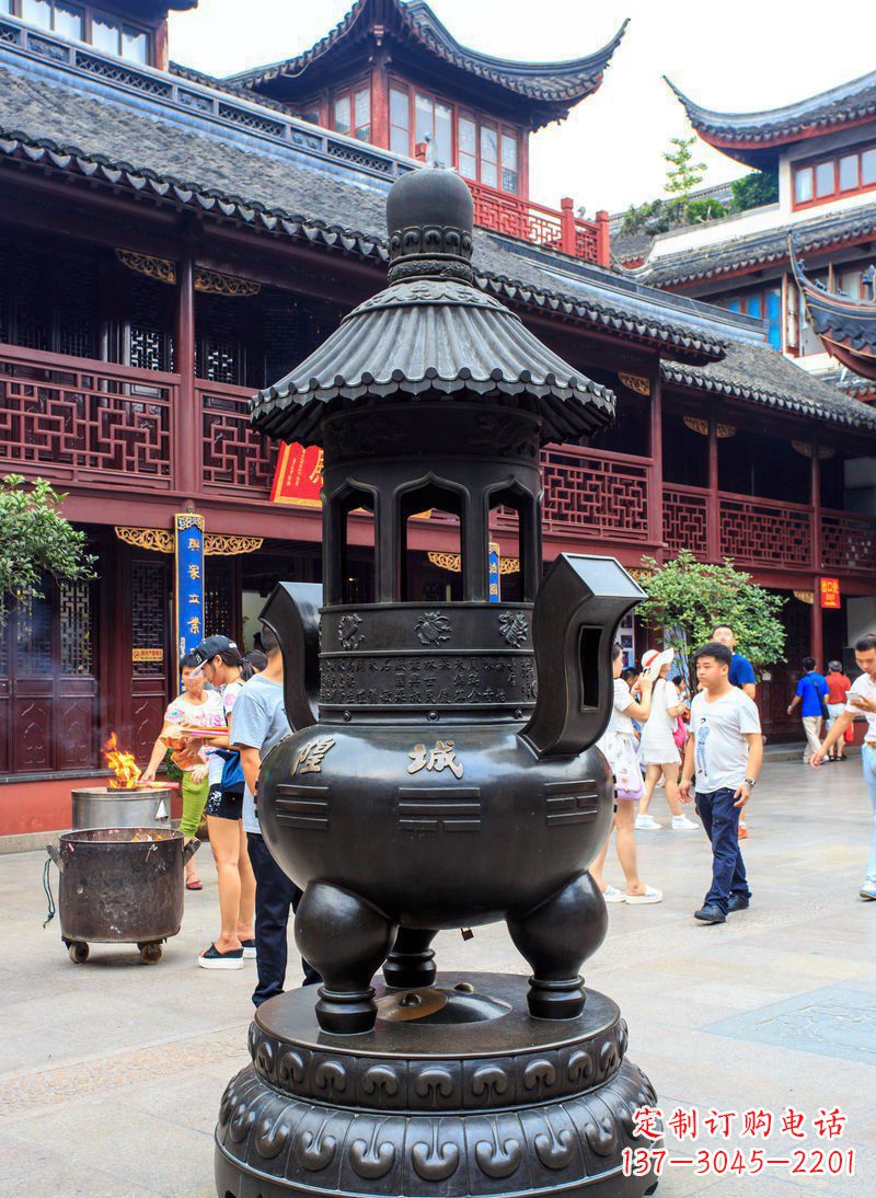 大同寺庙铜香炉铜雕 (2)