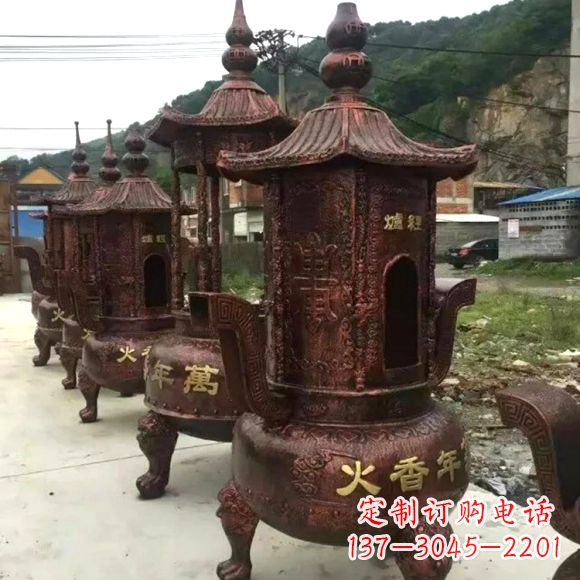 大同寺庙铜香炉雕塑