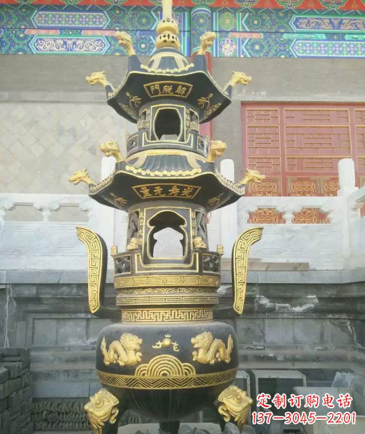 大同寺庙香炉铜雕_1