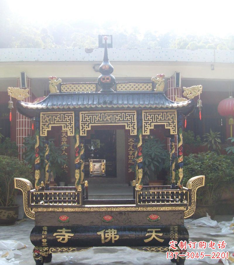 大同寺庙铸铜四足方形带顶香炉