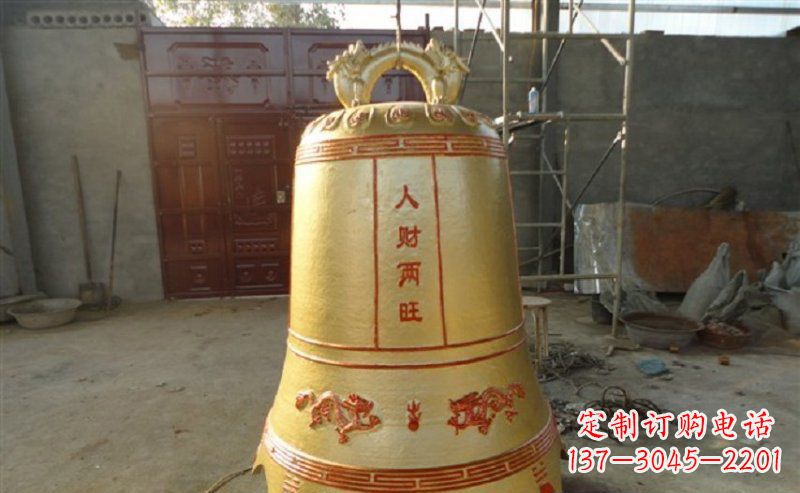 大同寺庙铸铜钟雕塑