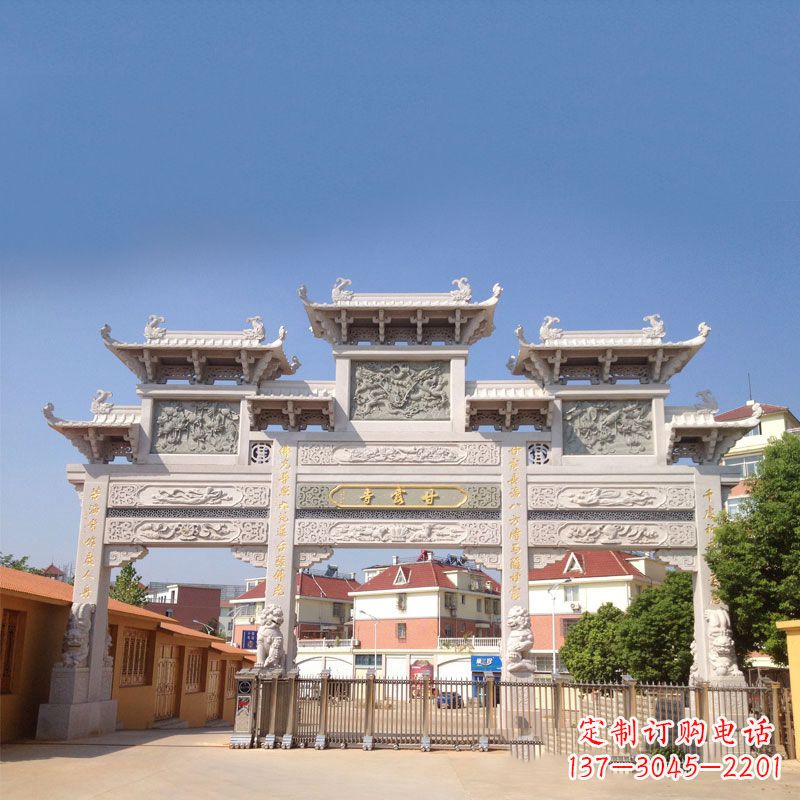 大同寺院大门石雕牌楼