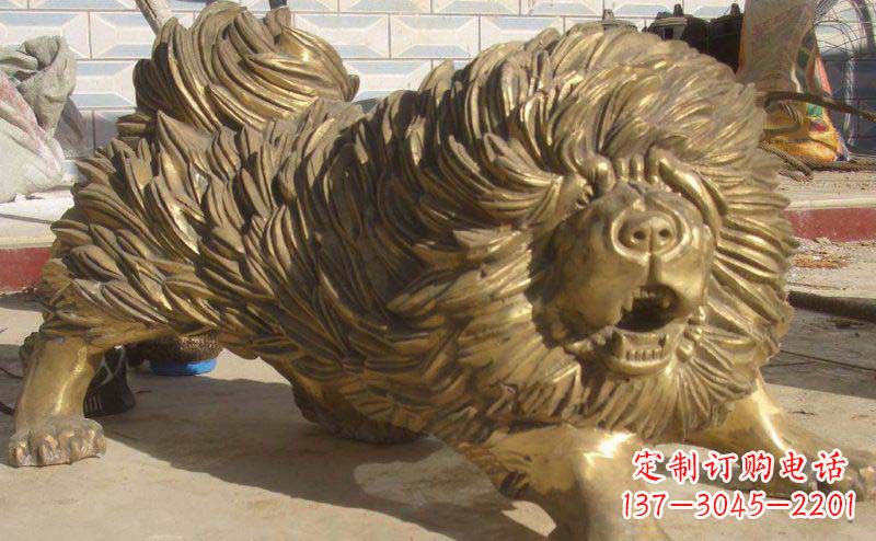 大同松狮犬动物铜雕