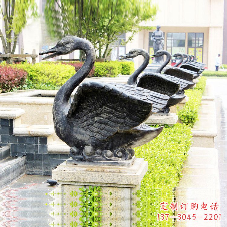 大同天鹅铜雕喷水喷泉-纯铜铸造公园水渠水景动物雕塑