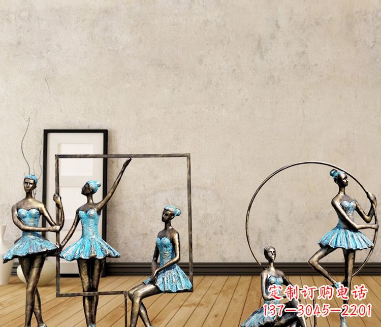 大同跳芭蕾舞的女孩和相框铜雕