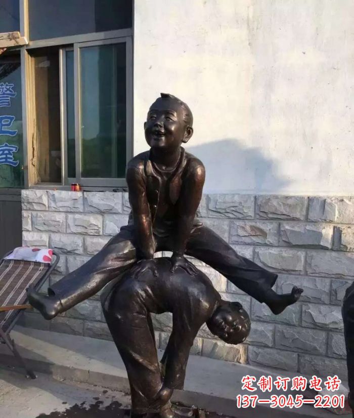 大同跳马儿童铜雕 (2)
