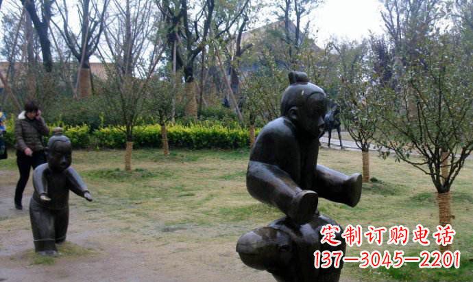 大同跳山羊公园人物铜雕