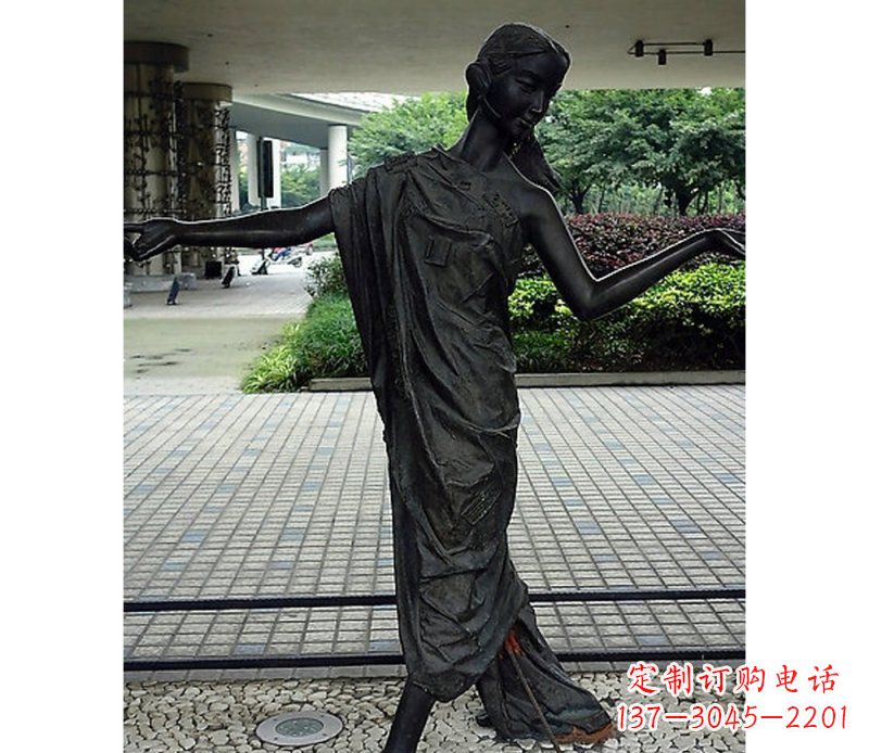 大同跳舞的女孩街边景观铜雕