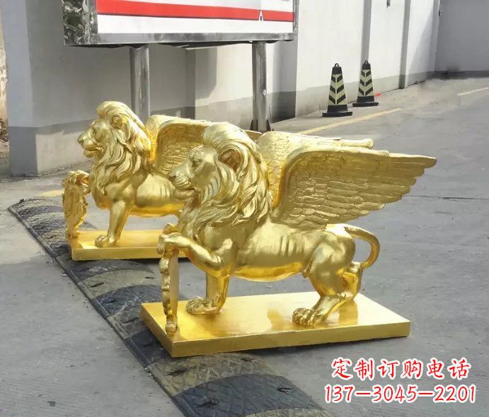 大同贴金圣马可飞狮铜雕
