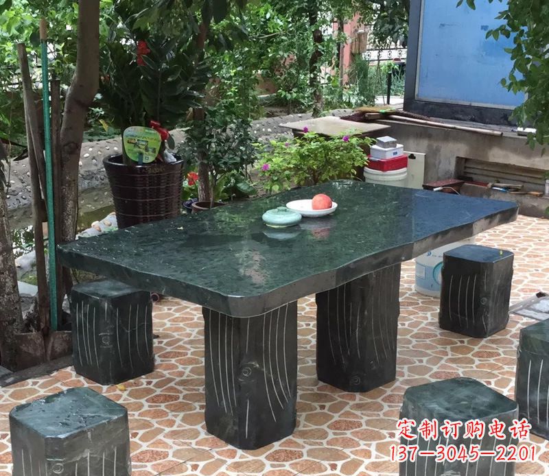 大同庭院长方形石桌凳雕塑