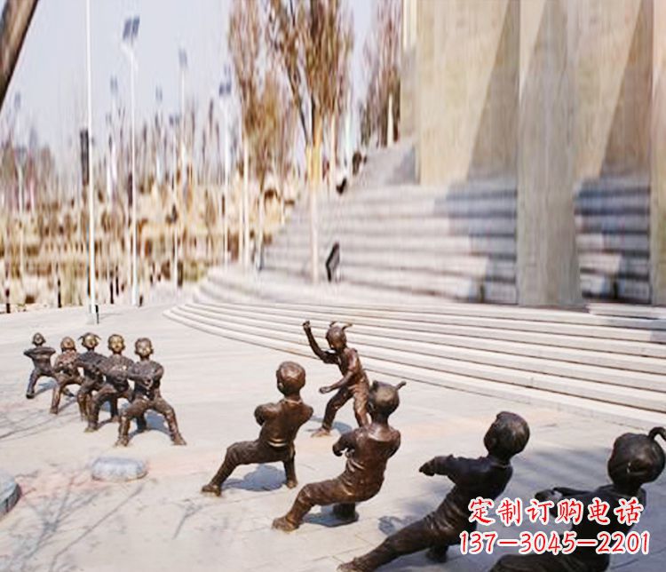 大同铜雕拔河儿童游戏雕塑