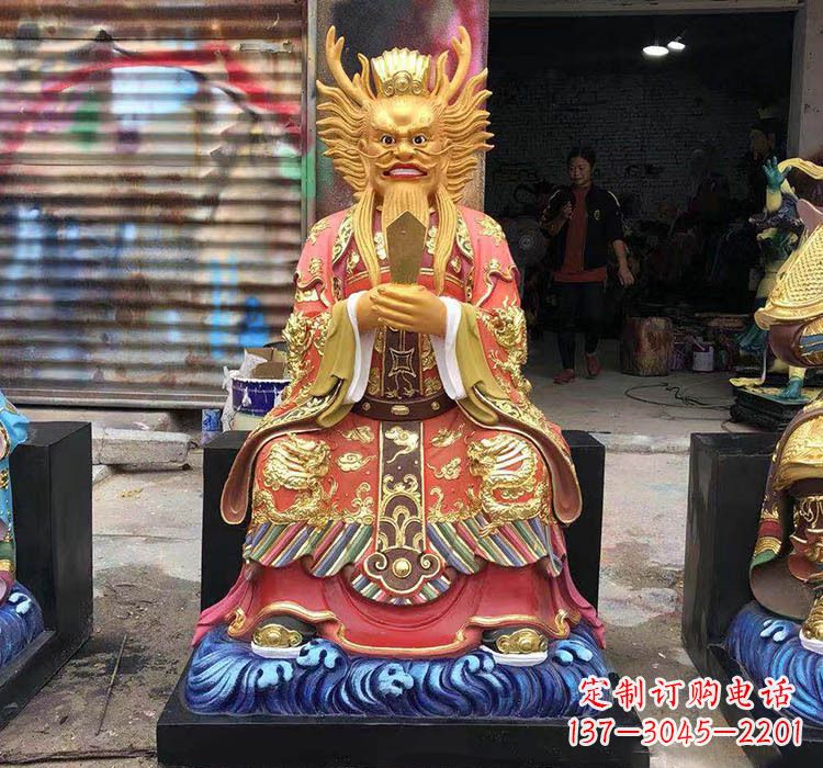 大同铜雕彩绘坐式龙王