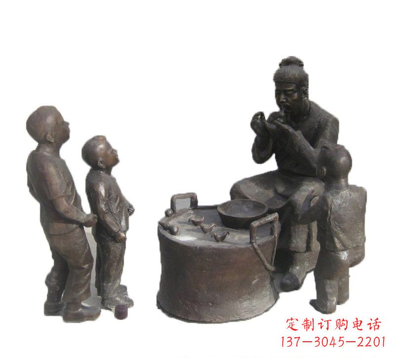 大同铜雕吹糖人的古代人物