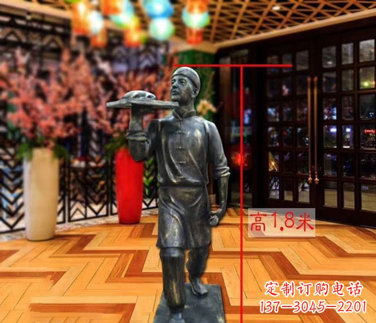 大同铜雕店小二人物雕塑 (2)