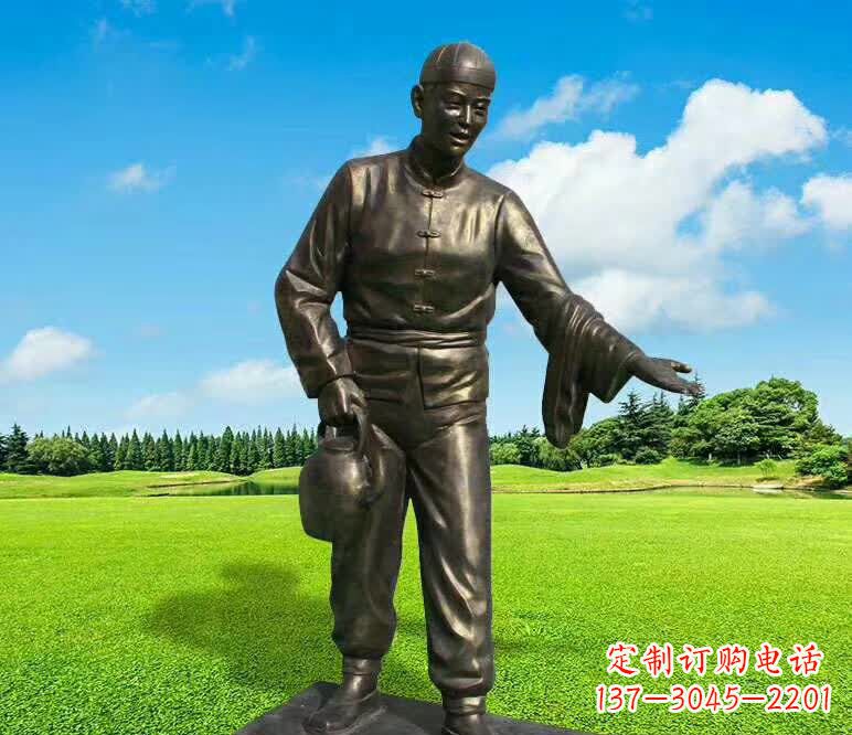 大同铜雕店小二人物雕塑1