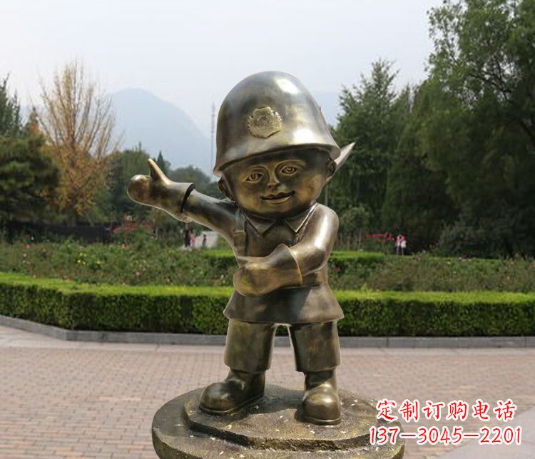大同铜雕儿童交通警察