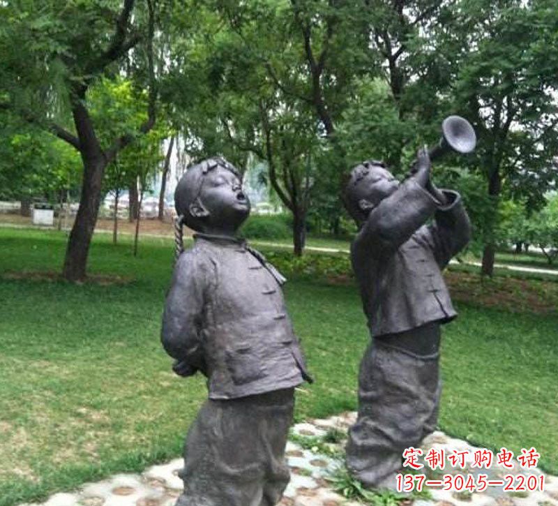 大同铜雕儿童吹唢呐