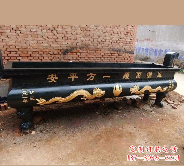 大同铜雕风调雨顺方形香炉