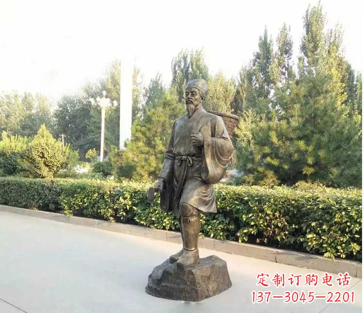 大同铜雕古代名医李时珍雕塑