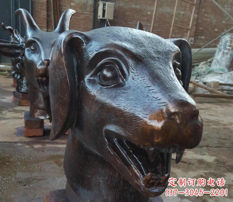 大同铜雕广场生肖动物头像装饰摆件